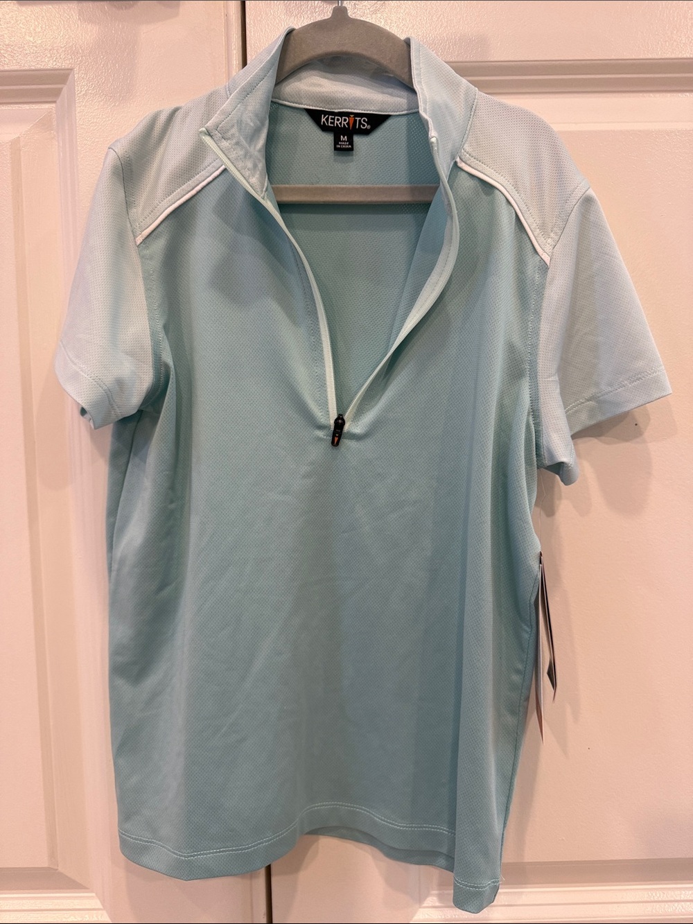 Kerrits Women's Pale Blue Short-Sleeve Half-Zip Polo